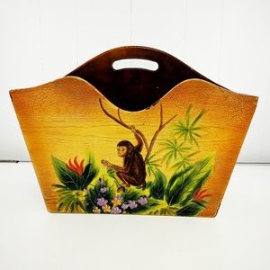 Vintage Monkey Wooden Magazine Rack